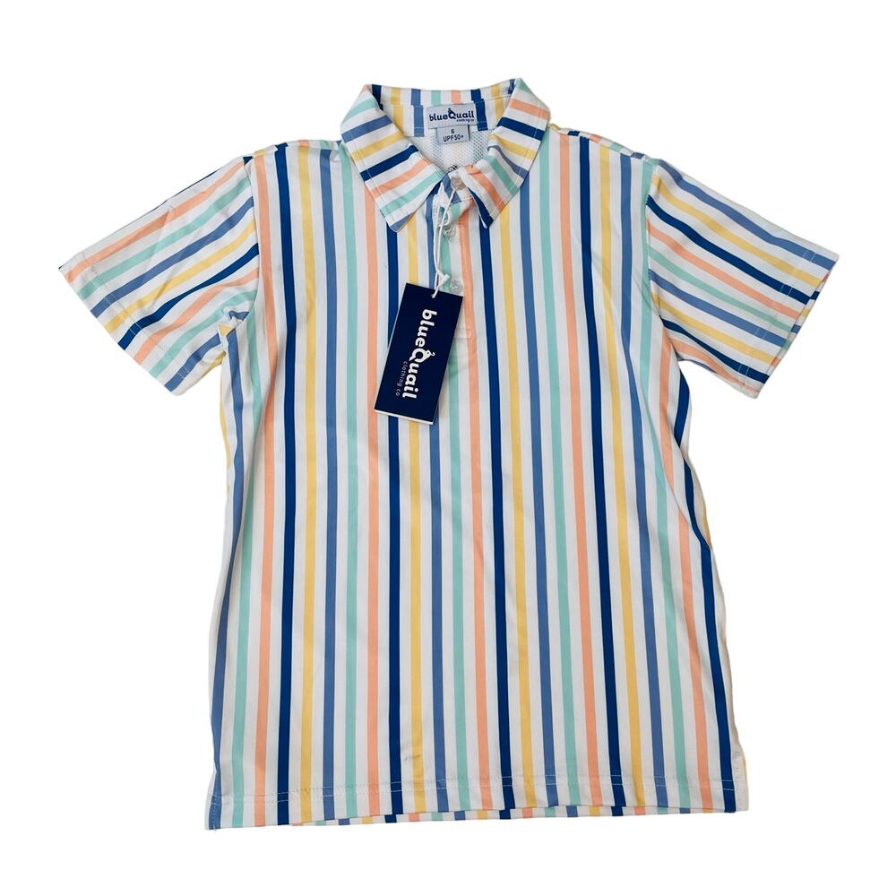 NWT Blue Quail Size 12 Cabana Stripe Polo